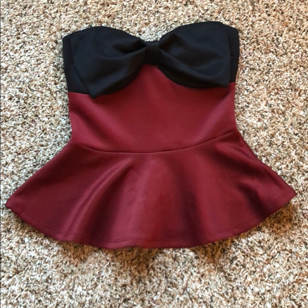 Strapless Peplum Top